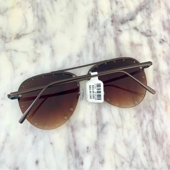 ❤️ ANTHROPOLOGIE x I-SEA Studded Heart Aviator Sunglasses Brown Gradient - Picture 7 of 11